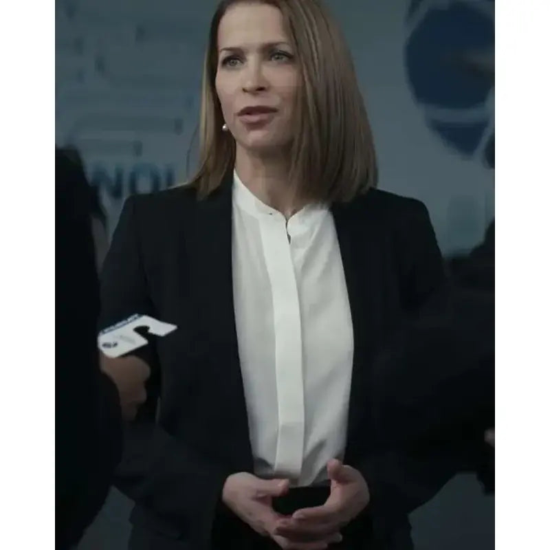 Reacher Season 2 Marlo Burns Black Coat Tie-Waist Belted Drawstring