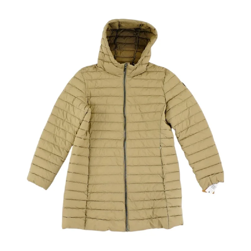 Tan Solid Puffer Coat Down Puffer Quilted