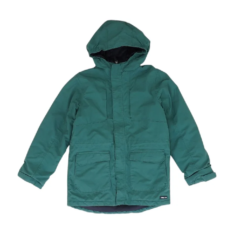 Teal Solid Coat Sequined Lace Ribbed