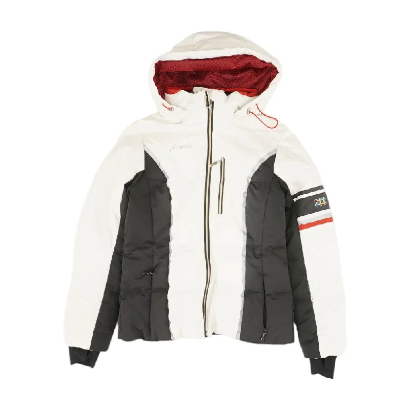 White Color Block Coat Front Pockets Side Pockets Patch Pockets