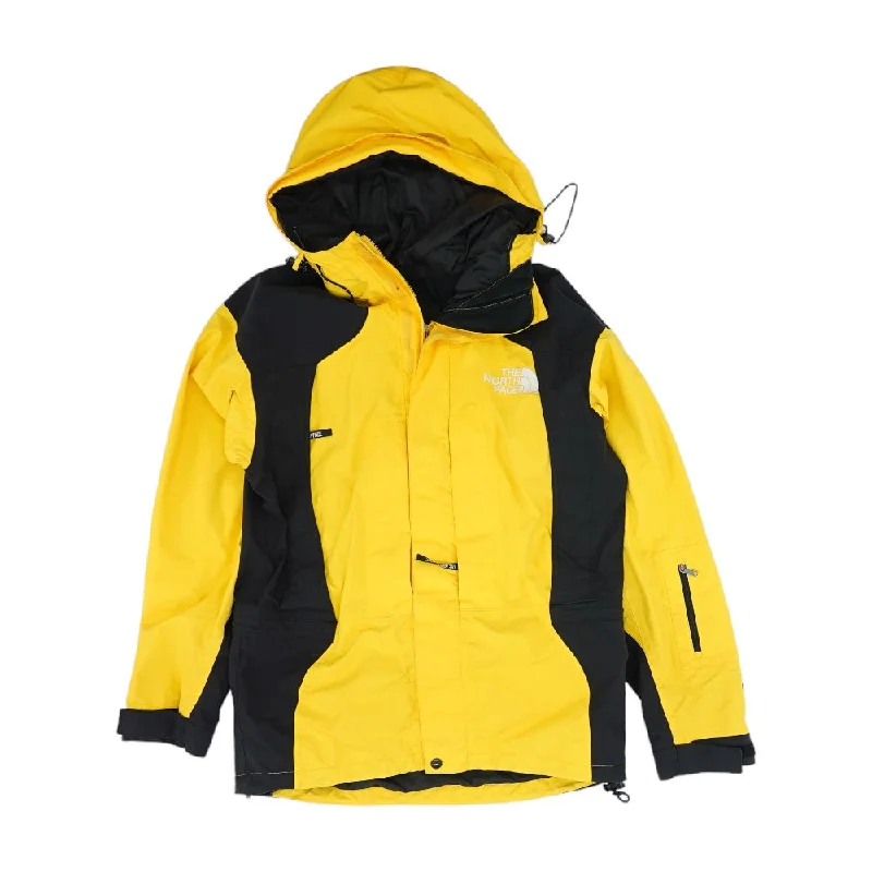 Yellow Color Block Ski Coat Herringbone Houndstooth Plaid