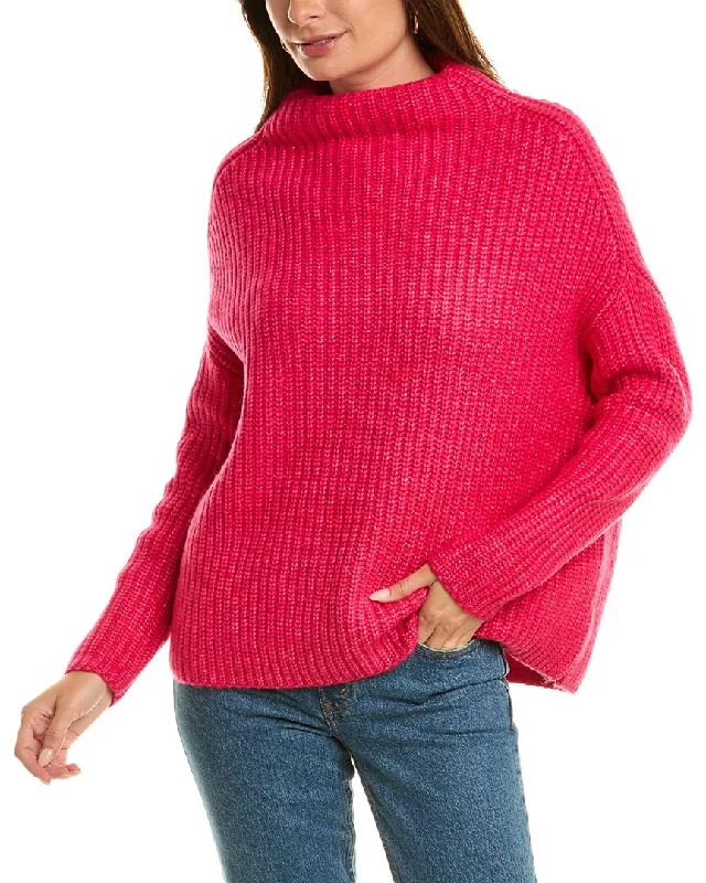 525 America Luxe Chunky Shaker Rib Pullover Short Puff Sleeve