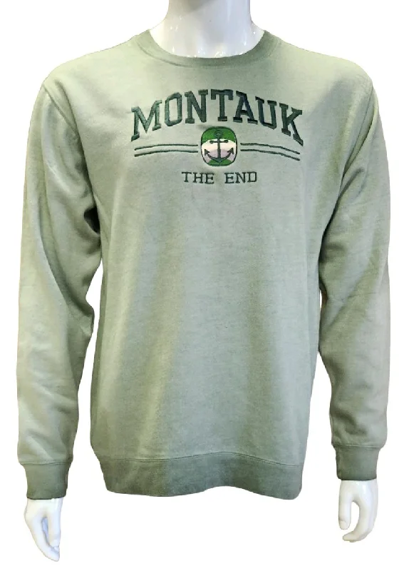 Adult Montauk The End Anchor Embroidered Pullover Crewneck Polo Neck Sweater