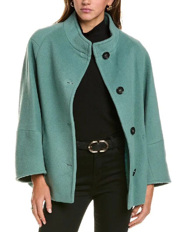 Cinzia Rocca Icons Short Wool-Blend Coat Rayon Velvet Corduroy