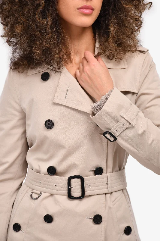 Burberry Beige Kensington Trench Coat Size M Zip Front Button Front Snap Front