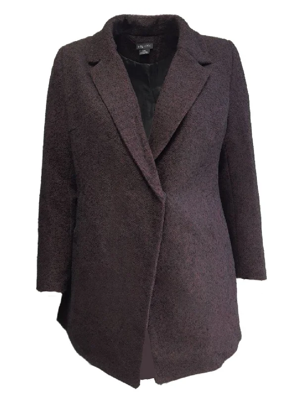 CITY CHIC Women's Black Textured Plus Size Oversized Coat #00201519 Small NWT Hooded Caped Scarf
