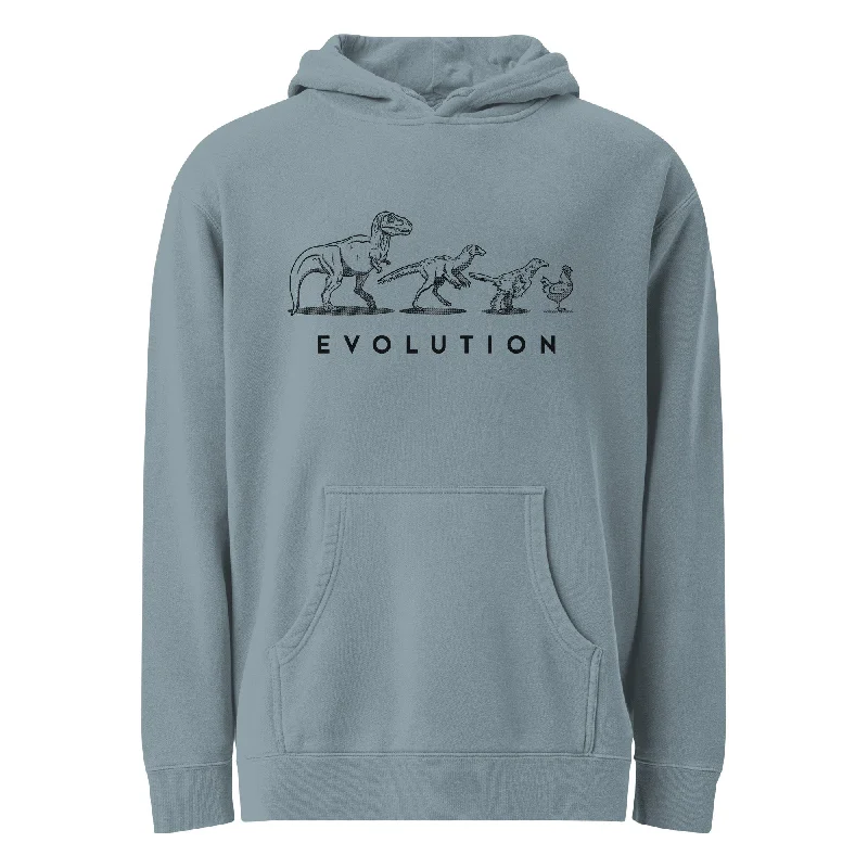 Evolution of the Dinosaur Vintage Wash Pullover Hoodie Plunging Neck Pullover