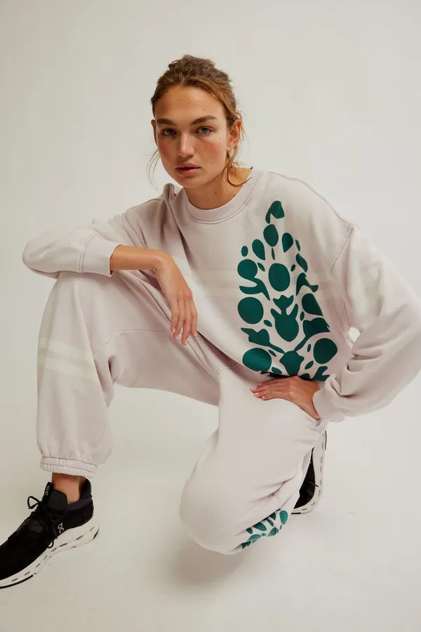 Free People All Star Buti Logo Pullover - ROSE QUARTZ COMBO Boxy Neck Sweater