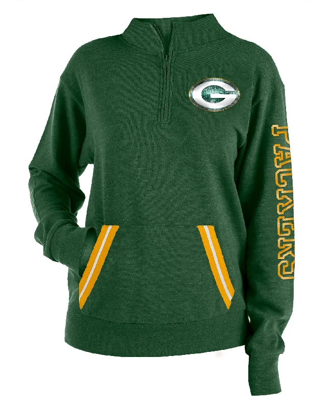 Green Bay Packers Womens 1/2 Zip Pullover Wide Sleeve Pullover