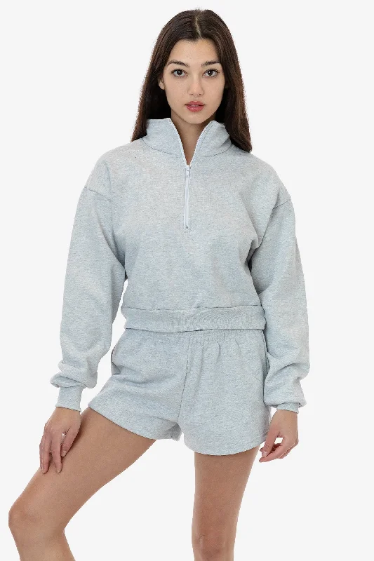 HF326 - Heavy Fleece Cropped Half Zip Pullover (Piece Dye) Sabrina Neck Pullover