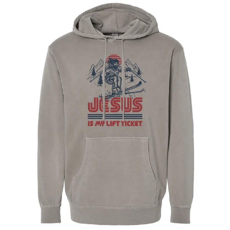 Jesus Is My Lift Ticket Vintage Wash Pullover Hoodie Wide Sleeve Pullover