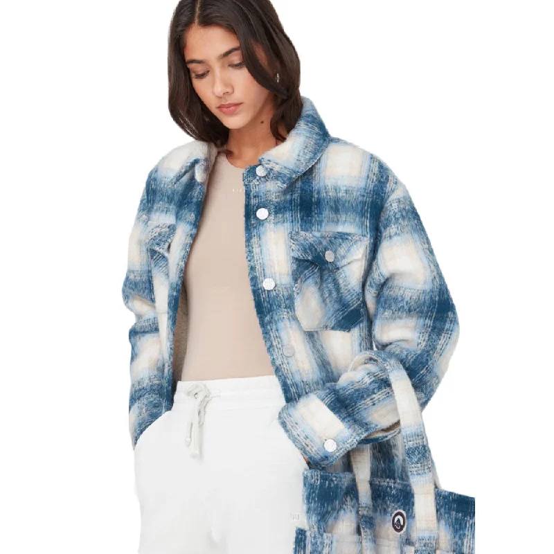 KITH Women's Blue Flannel Kith Embroidered Coat NWOT Cardigan Sweater Pullover