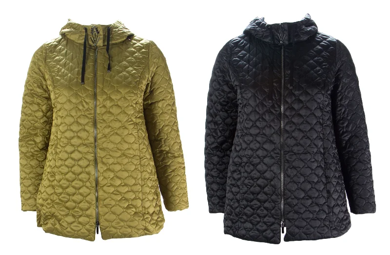 MARINA RINALDI Women's Adamello Quilted Winter Coat $1045 NWT Three-Quarter Sleeve Elbow Sleeve Wrist Sleeve