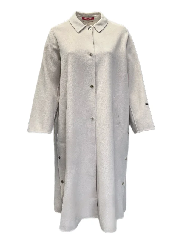Marina Rinaldi Women's Beige Tarina Button Closure Coat NWT Hook-and-Loop Buckled Tied