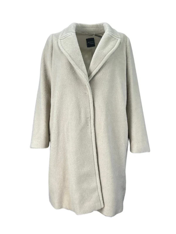 Marina Rinaldi Women's Beige Todi Notch Collar Coat NWT Crew Neck V-Neck Boat Neck
