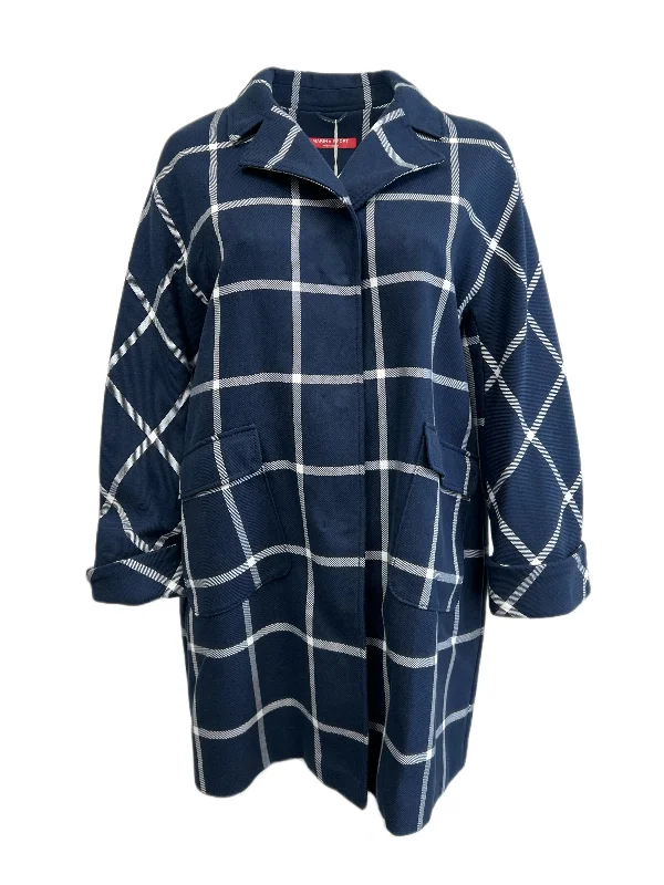 Marina Rinaldi Women's Black Targa Plaid Cotton Blended Coat Size 18W/27 NWT Buttoned Zippered Snapped
