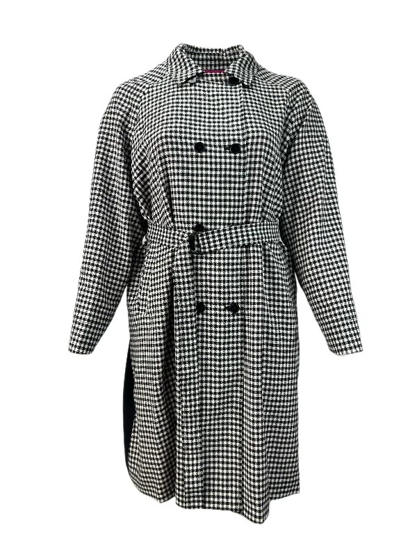 Marina Rinaldi Women's Black Tattile Belted Trench Coat NWT Lapel Coat Peter Pan Collar Coat Cowl Neck Coat