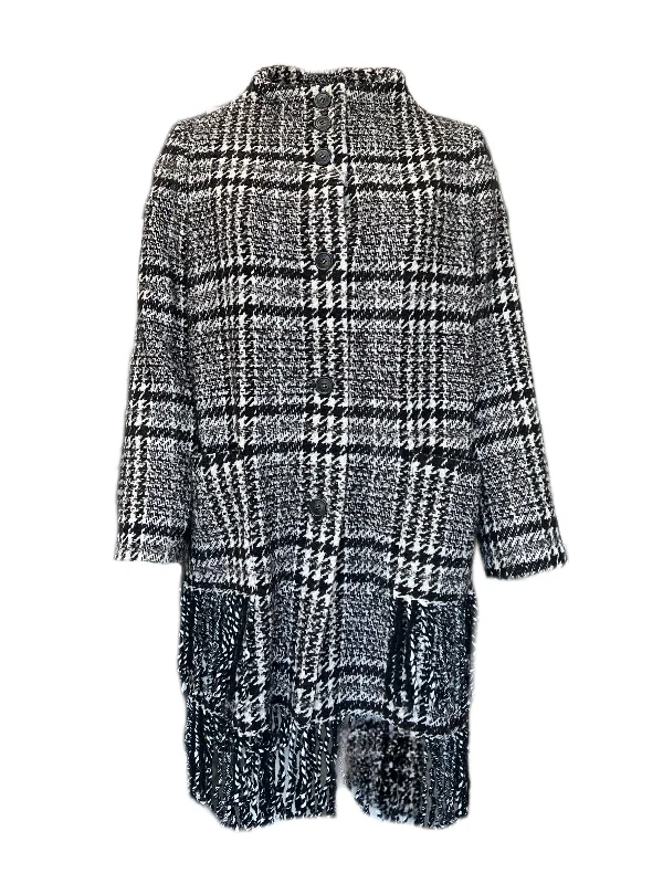 Marina Rinaldi Women's Brown Tartu  Fringe Hem Coat NWT Cuffed Rolled Raglan