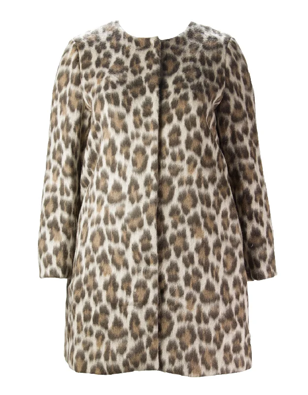 MARINA RINALDI Women's Camel Nume Leopard Print Coat 12W / 21 $1500 NWT Down Puffer Quilted