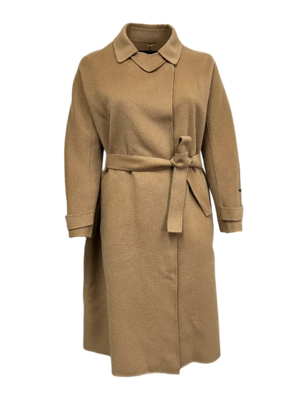 Marina Rinaldi Women's Camel Trionfo Belted Wool Coat NWT Turtleneck Wrap Cape