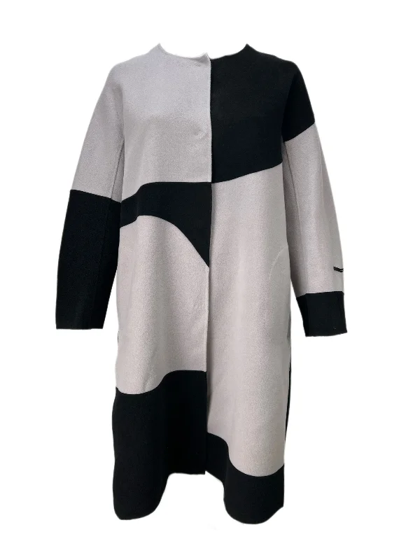 Marina Rinaldi Women's Grey Tipico Wool Coat NWT empire Basque Peplum