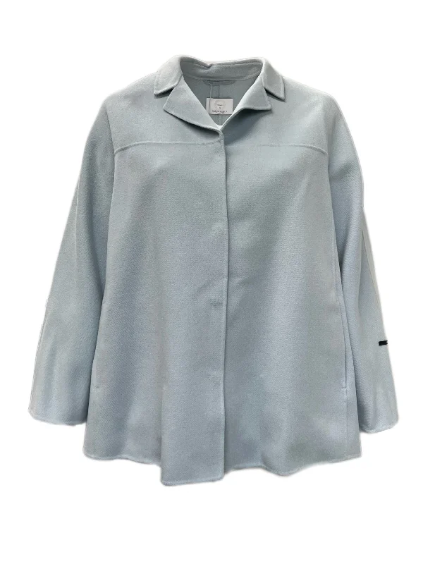 Marina Rinaldi Women's Light Blue Capitolo Wool Blend Coat Size 18W/27 NWT Plaid Tartan Floral