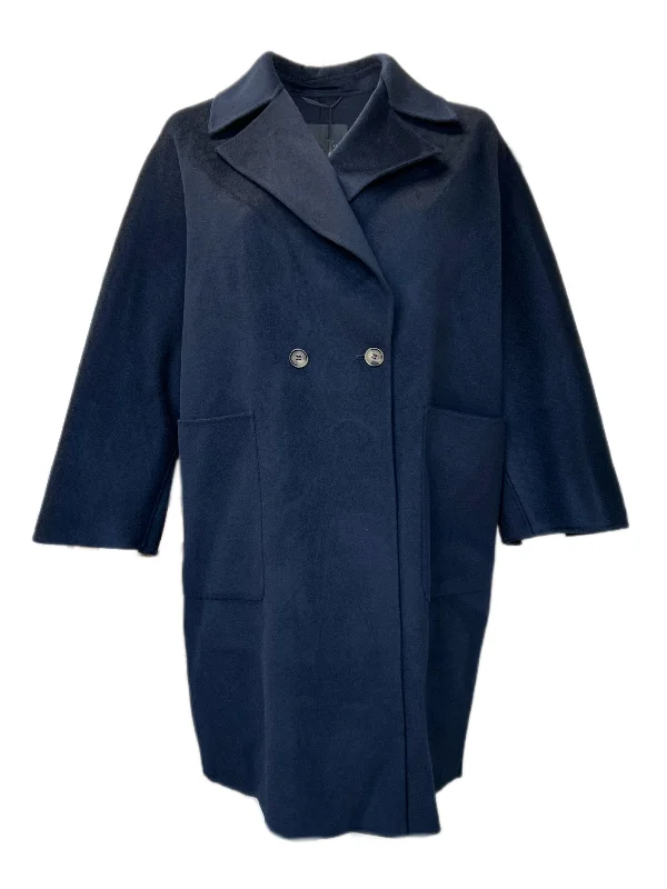 Marina Rinaldi Women's Navy Tazzina Wool Coat NWT Wool Cashmere Tweed