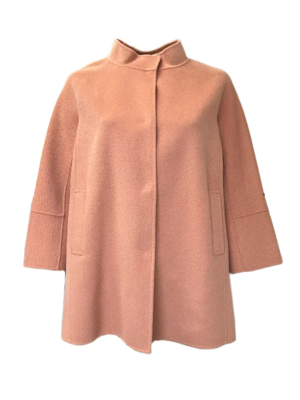 MARINA RINALDI Women's Peach Noa Wool Blend Coat $1,455 NWT Trapeze Tunic Caftan