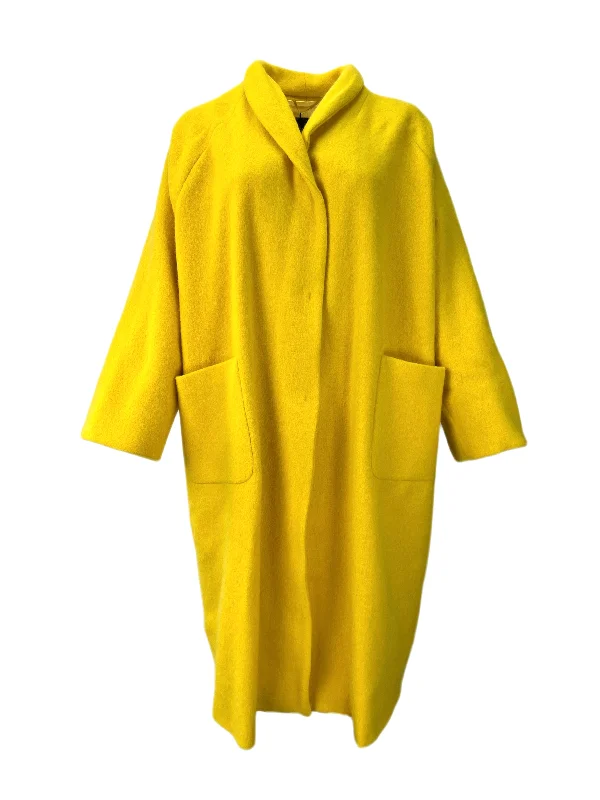 Marina Rinaldi Women's Yellow Temperie Wool Coat NWT Tailored Straight A-Line