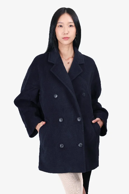 Max Mara Black Camel Coat Size 8 Striped Polka Dot Floral
