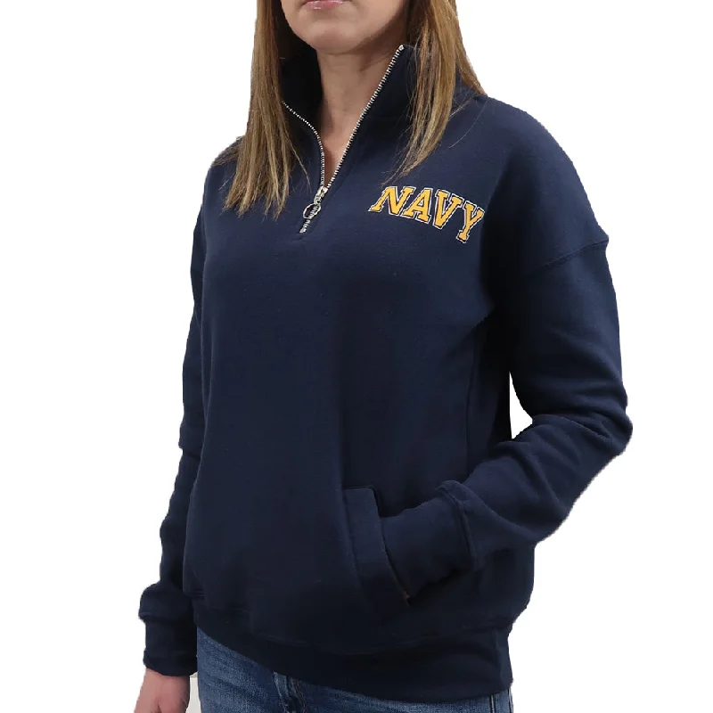 Navy Ladies Dakota Quarter Zip Pullover (Navy) Sarouel Sleeve Pullover