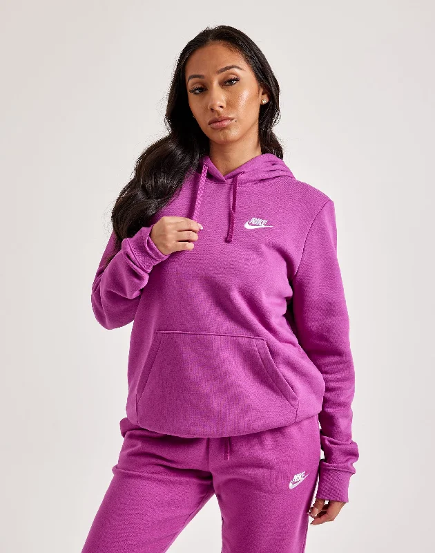 Nike Club Fleece Pullover Hoodie Asymmetrical Neck Pullover