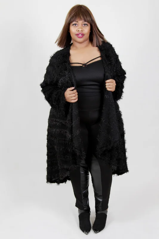 Knitted Maxi Coat by Sabrina Servance Fitted Loose Oversized