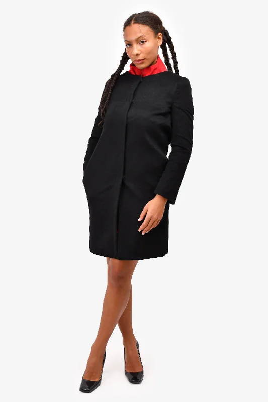 Prada Black Cashmere Coat Size 40 Hooded Caped Scarf