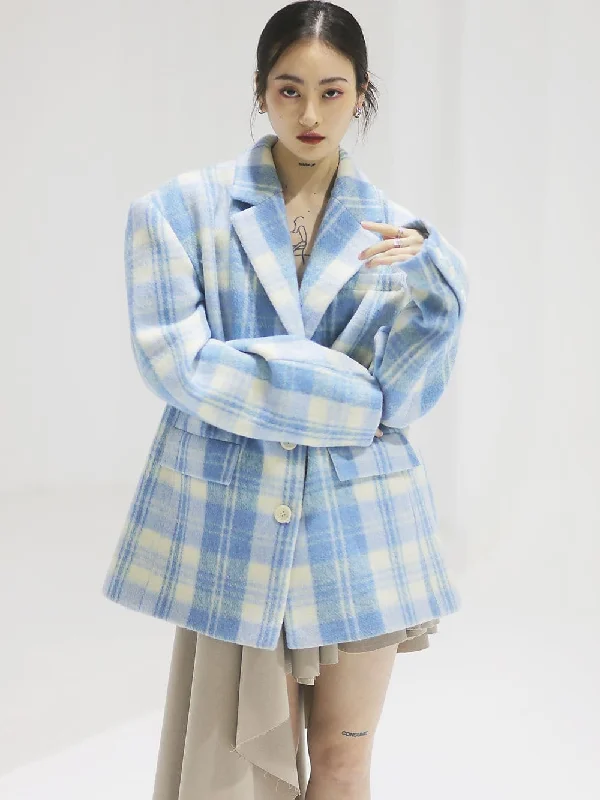 Retro Wool Refreshing Short-Coat - Classic Check Pattern Striped Polka Dot Solid
