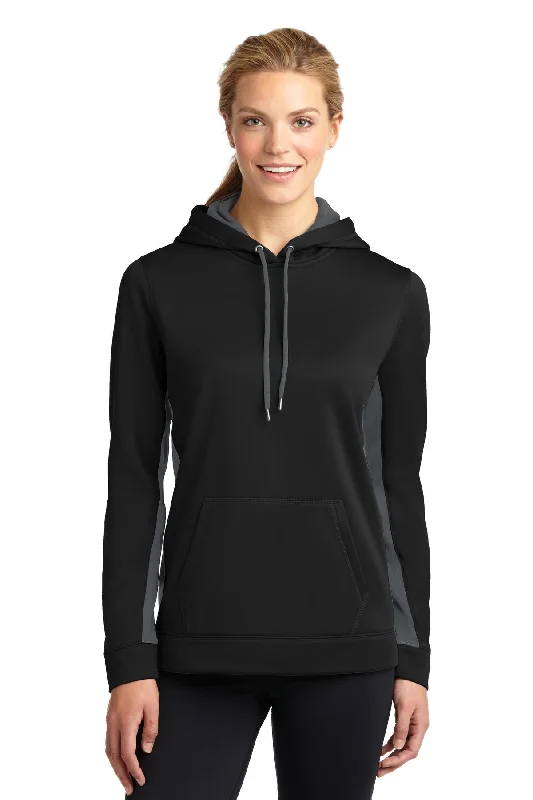 Sport-Tek Ladies Sport-Wick Fleece Colorblock Hooded Pullover. LST235 Fitted Ribbed Sweater