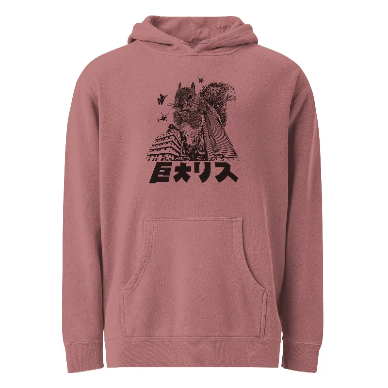 Squirrelzilla Vintage Wash Pullover Hoodie Ribbed Crew Neck