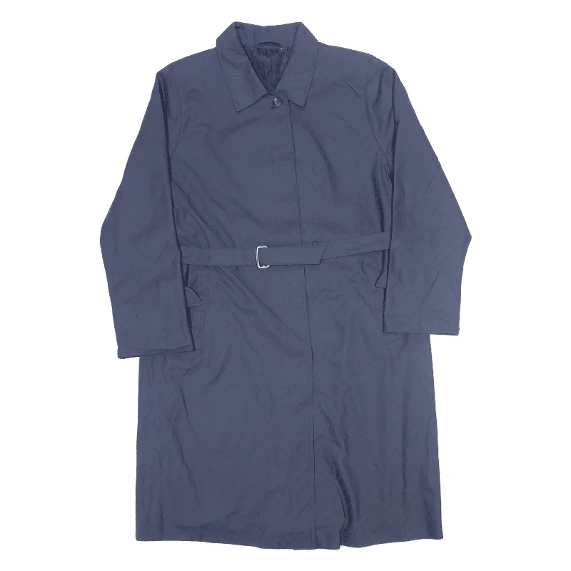 VALMELINE Womens Trench Coat Blue Striped L Bomber Jacket Denim Jacket Leather Jacket