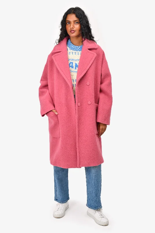 Weekend Max Mara Pink Alpaca/Wool Single Breasted Coat Size 10 Three-Quarter Sleeve Elbow Sleeve Wrist Sleeve