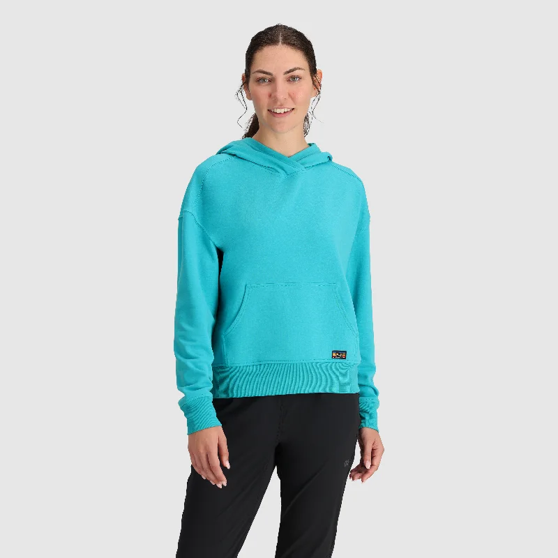 Women's Essential Fleece Pullover Hoodie Elbow Length Sleeve