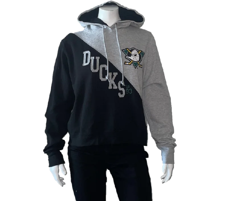 Womens MD Teal Diagonal Pullover Hoodie Over Sleeve Pullover