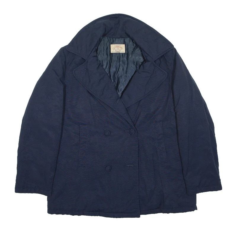 ARMANI Insulated Pea Coat Blue 90s Womens UK 12 Cuffed Rolled Raglan