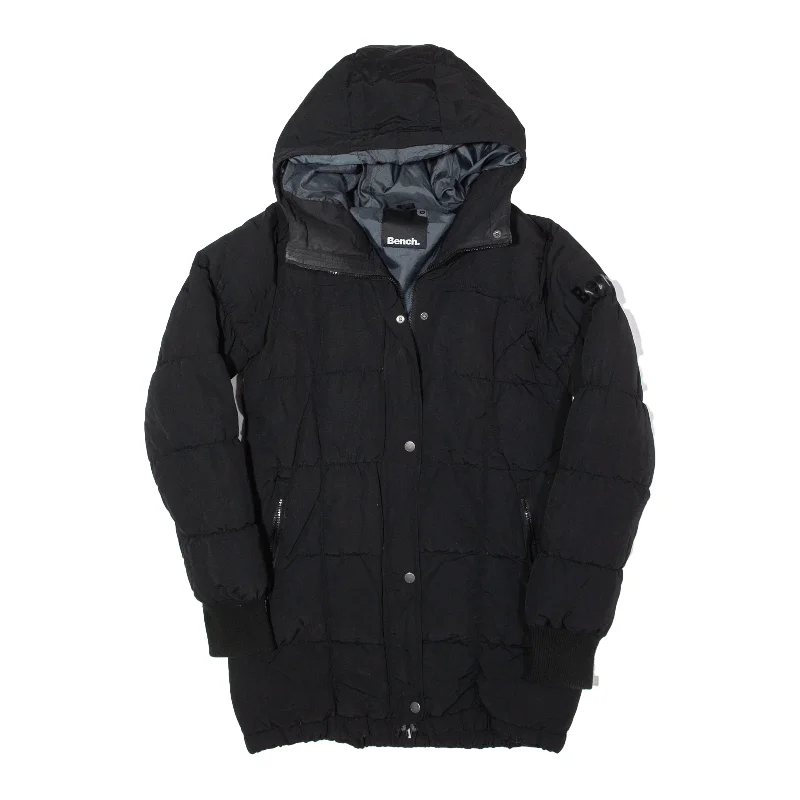 BENCH Puffer Coat Black Nylon Womens M Turtleneck Wrap Cape