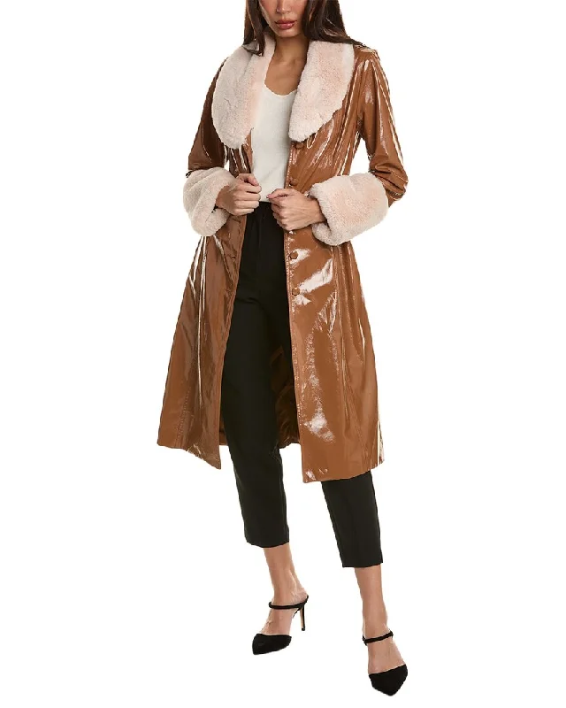 Elie Tahari Vegan Liquid Leather Coat Sleeveless Short Sleeve Long Sleeve