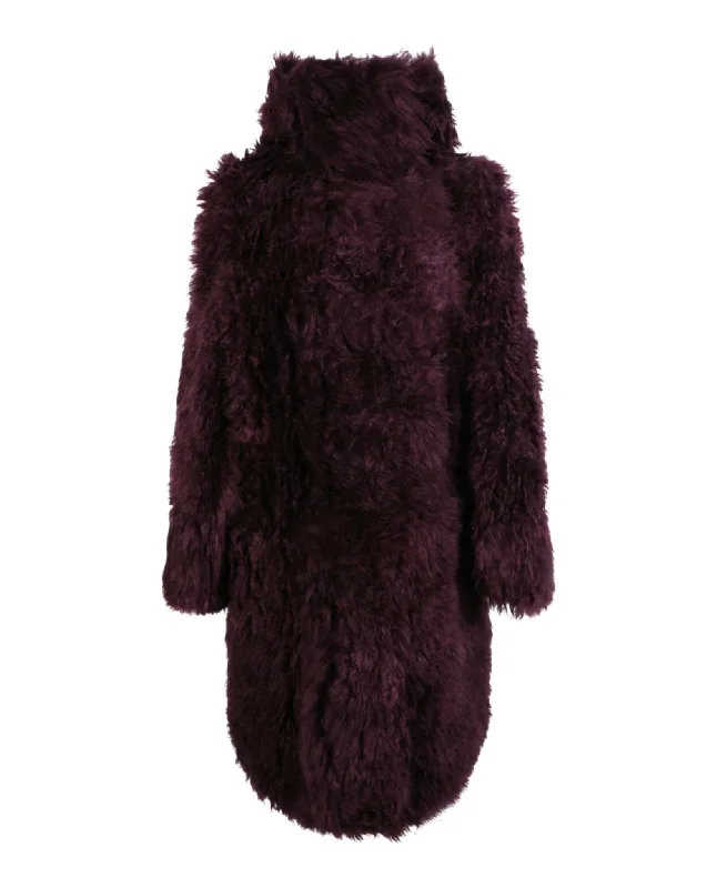 Burberry Womens Faux Fur Coat Hook-and-Loop Buckled Tied