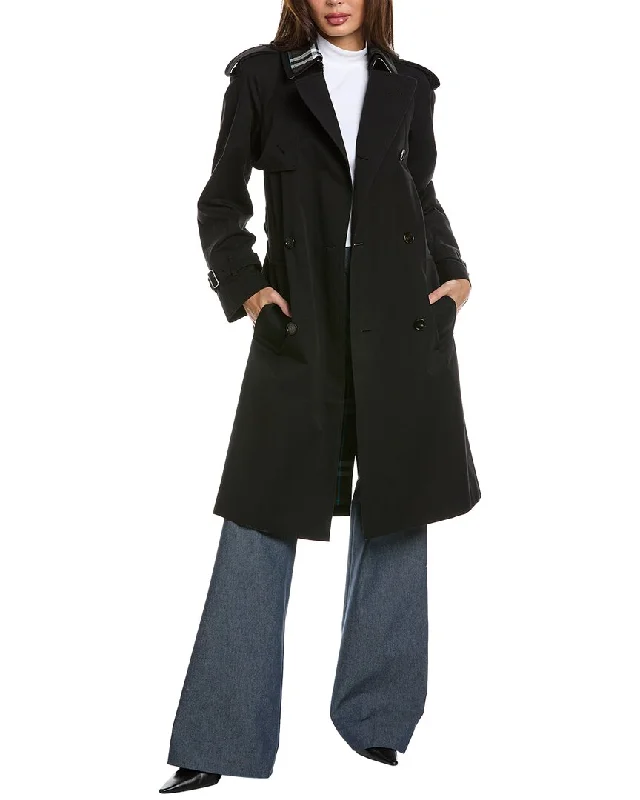 Burberry Detachable-Collar Trench Coat Tweed Herringbone Houndstooth