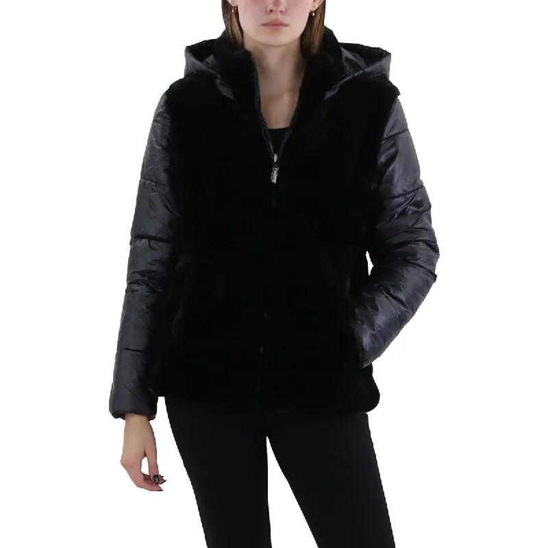 Womens Faux Fur Puffer Faux Fur Coat Asymmetrical Diagonal princess