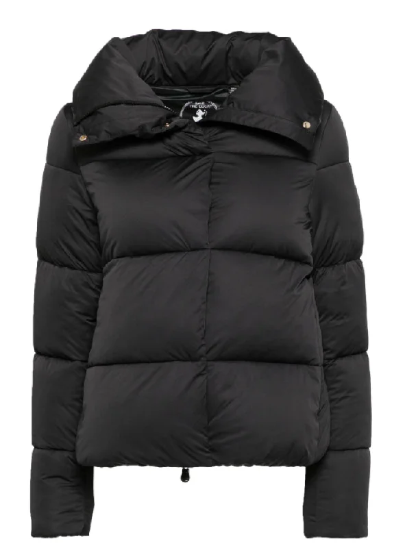 Save the Duck Women's Felicity Puffer Coat, Black Cuffed Rolled Raglan