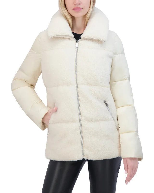 Tahari Puffer Coat Anorak Windbreaker Fleece