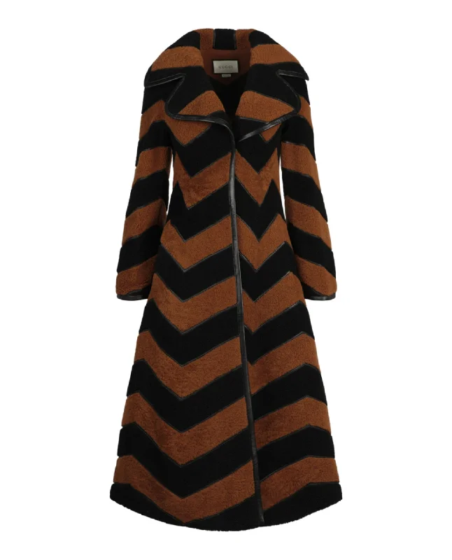 Gucci Womens Chevron Fur Coat Quilted Jacket Anorak Windbreaker